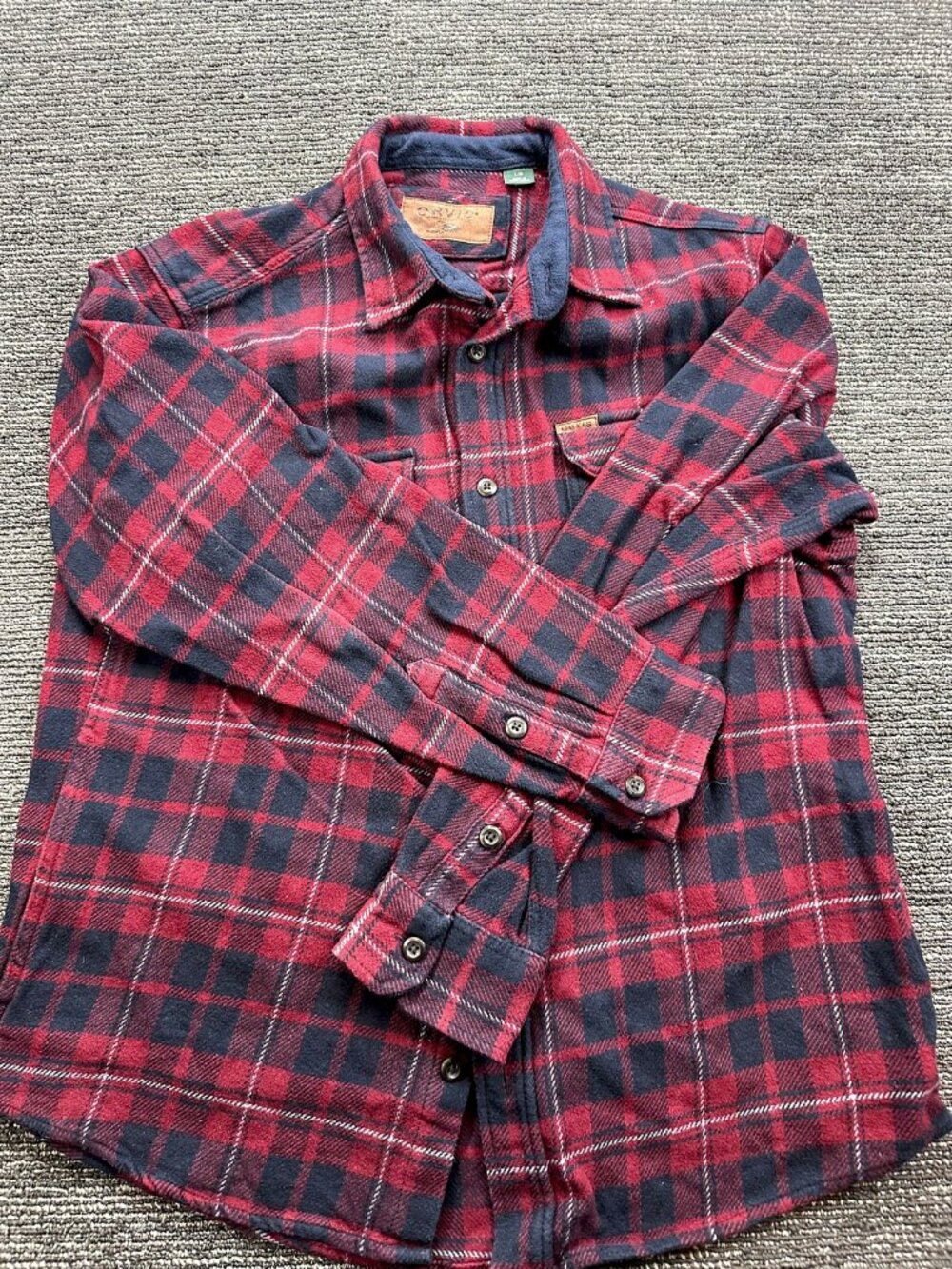 Orvis Classic Collection Mens L Flannel Shirt Fleece Lined Red Plaid Button